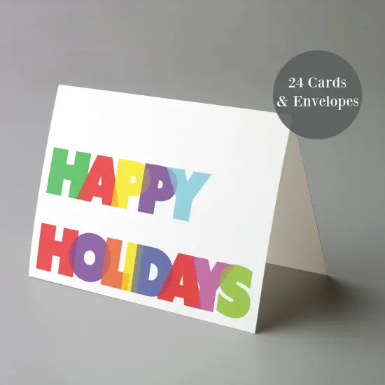 Modern Rainbow Happy Holidays Greeting Cards Boxed Set &ndash; 24 Festive Notecards with Envelopes, Bold and Colorful Holiday Cards in Black and White Designs {2}
