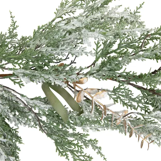 Northlight Real Touch&trade; Flocked Cedar Pine Artificial Christmas Garland - 10' - Unlit Green {7}