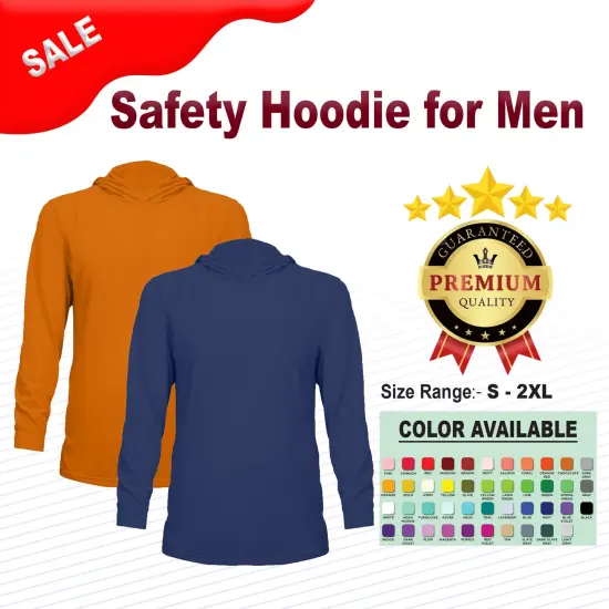 RADYAN&reg; Men&rsquo;s High Visibility Safety Hoodie with Reflective Strips and Pockets White {2}