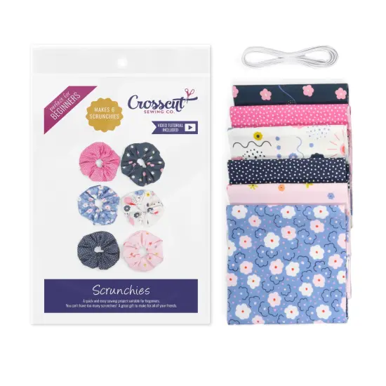 Crosscut Sewing Co.&reg; Scrunchie Sewing Project Kit for Beginners with Fabric, Instructions and Video Cozy floral {1}