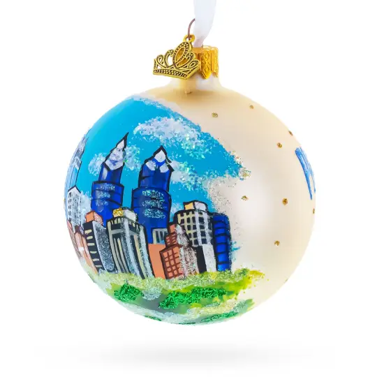 Skyline of Philadelphia, Pennsylvania Glass Ball Christmas Ornament 3.25 Inches {4}