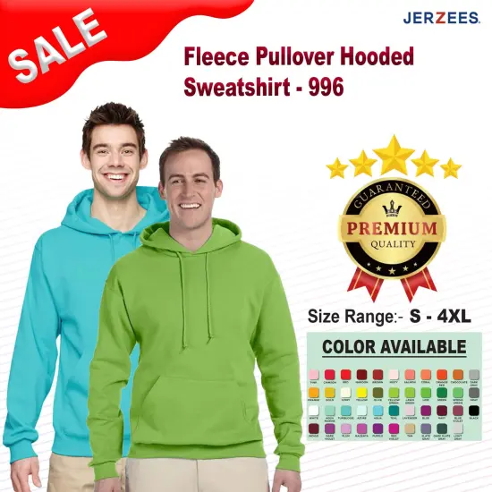 JERZEES&reg; Fleece Pullover Long Sleeve Hooded Sweatshirt MILITARY GRN HTH {2}