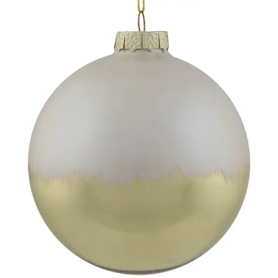 Northlight 3.5" Brushed White and Gold Glass Ball Christmas Ornament {6}