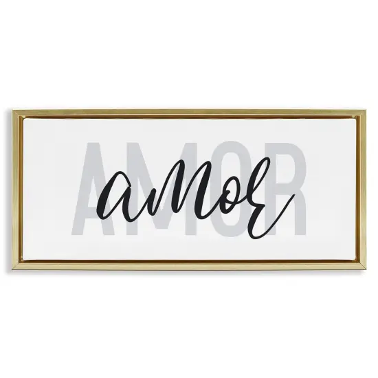 Stupell Industries Amor con Dise&ntilde;o Minimalista Framed Floater Canvas Wall Art Gold Floater Frame {1}