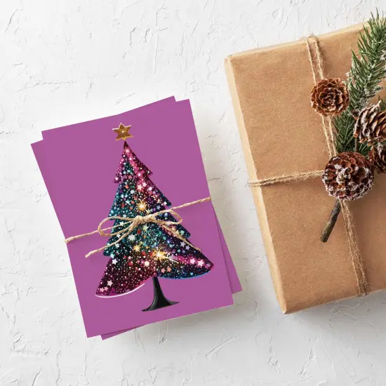 Rainbow Christmas Greeting Cards Boxed Set of 24 Holiday Notecards Featuring 6 Vibrant and Colorful Tree Designs, Perfect for Unique and Festive Wishes {2}