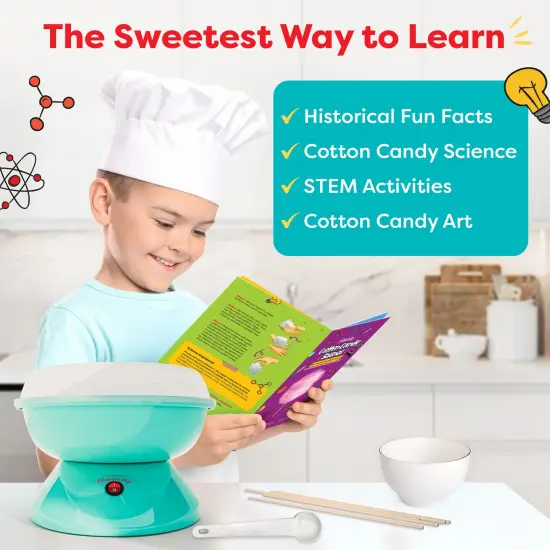 Baketivty Cotton Candy Machine - Cotton Candy Maker for Kids and Adults - Cotton Candy Machine Kit with Supplies - 10 Cotton Candy Sticks, Sugar Scoop, STEM Activity Book {4}