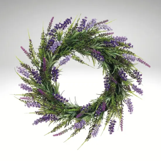 17" Artificial Purple Lavender Wreath | Spring & Summer Front Door Decor {2}