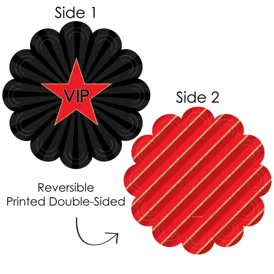 Big Dot of Happiness Red Carpet - Movie Night Party Round Table Decorations - Paper Chargers - Place Setting For 12 {4}