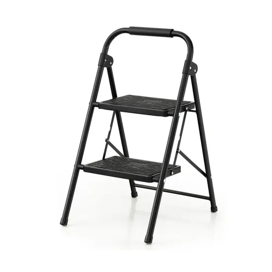 Folding Step Ladder Stool with Wide Anti-Slip Pedal and Convenient Handle {2}