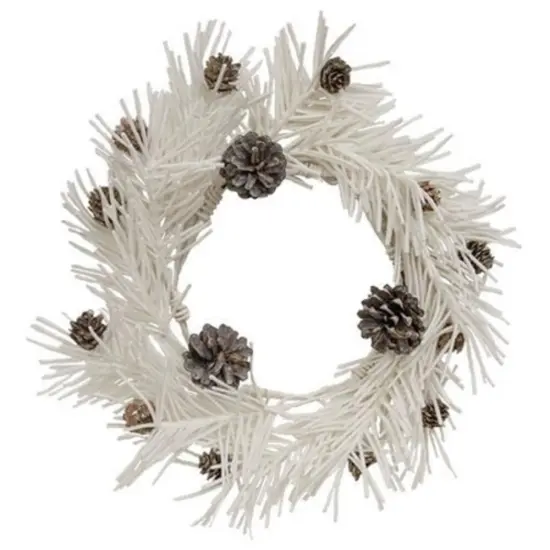 White Glitter Soft Pine & Cone Wreath {1}