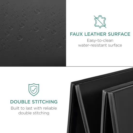 Best Choice Products 10ftx4ftx2in Folding Gym Mat 4-Panel w/ Carrying Handles & Folding Balance Beam Black w/Black {5}