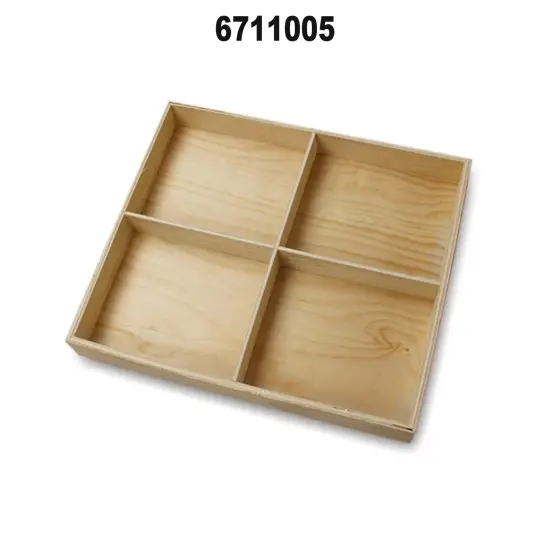 Rustic Pine Wood 4 Section Storage Trays 13 1/8" x 11 3/8" x 1 1/2" 6 Each {2}