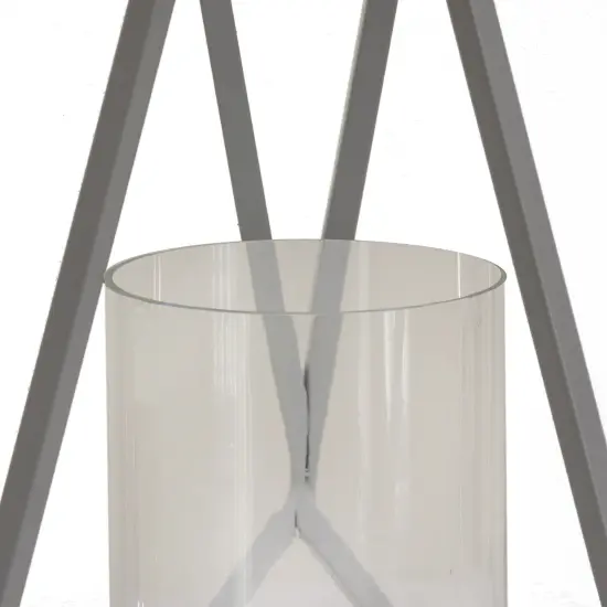 10" Candle Lantern with Glass Chimney, Glacier Gray {5}