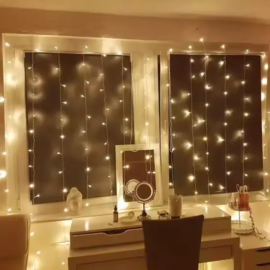 12pcs 48L Warm White LED Curtain Lights 60cm x 120cm Warm white {4}