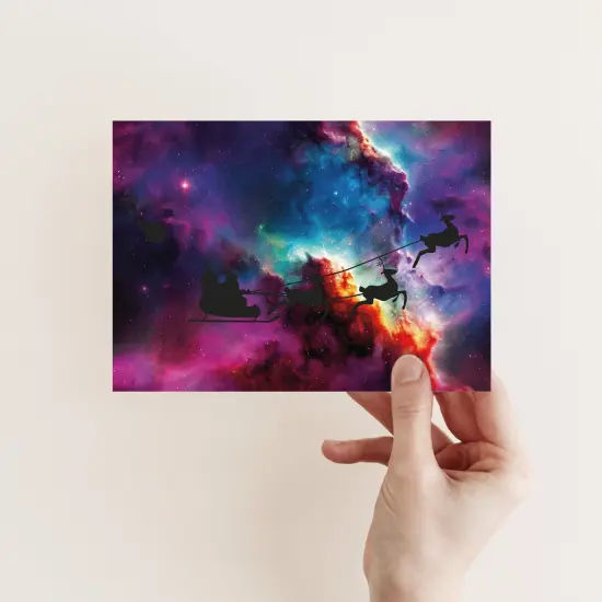 Space Santa Christmas Greeting Cards Boxed Set of 24 Holiday Notecards Featuring Santa Flying Through a Galaxy, Perfect for Kids, Boys, and Space Lovers {4}