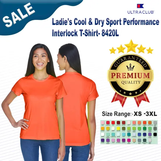 UltraClub® Ladie's Cool & Dry Sport Performance Interlock T-Shirt INDIGO {2}