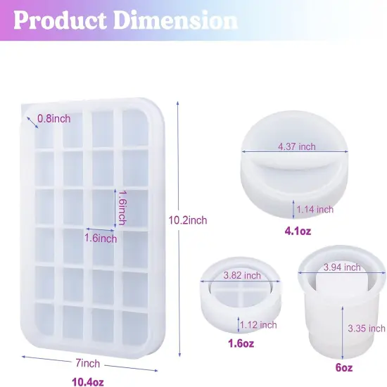 LET'S RESIN Resin Mold Silicone Kit with Resin Rolling Tray Mold, Ashtray Resin Jar Mold with Lid for Casting Resin,Epoxy Resin,DIY Storage Container {2}
