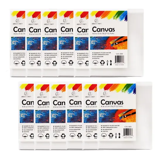 Angels Craft 12 Pack 4" x 5" Mini Stretched Canvas {2}