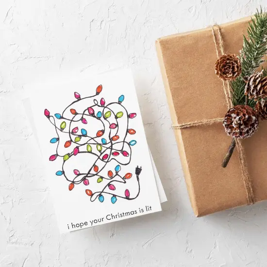 Funny Christmas Greeting Cards Boxed Set of 24 Holiday Notecards Featuring I Hope Your Christmas Is Lit Design, Perfect for Humor and Lighthearted Festive Wishes {2}