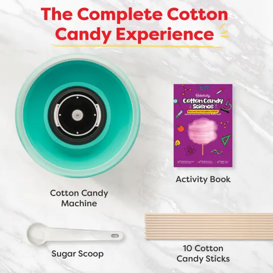 Baketivty Cotton Candy Machine - Cotton Candy Maker for Kids and Adults - Cotton Candy Machine Kit with Supplies - 10 Cotton Candy Sticks, Sugar Scoop, STEM Activity Book {6}