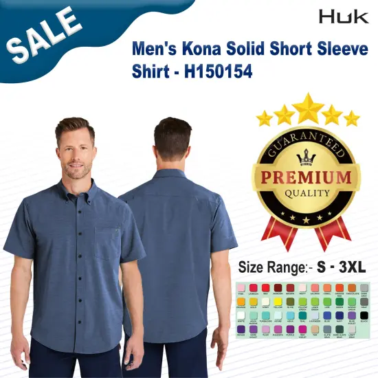 HUK&reg; Men's Kona Solid Short Sleeve Shirt Moss {2}