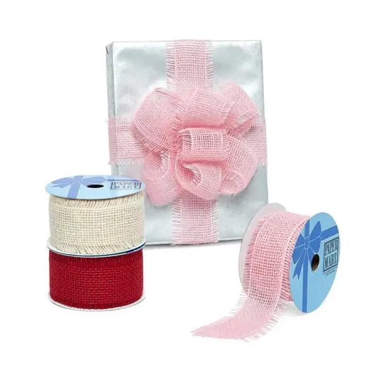 Rustic Burlap Fringe Ribbon 2.5" x 10 yd for Country Charm Red {2}