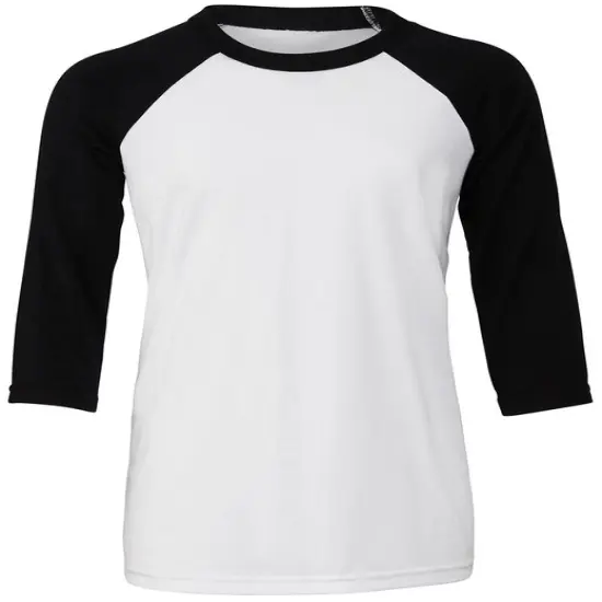 Bella + Canvas&reg; Youth Three-Quarter Sleeve Baseball T-Shirt - 3200Y WHITE/ BLACK {1}