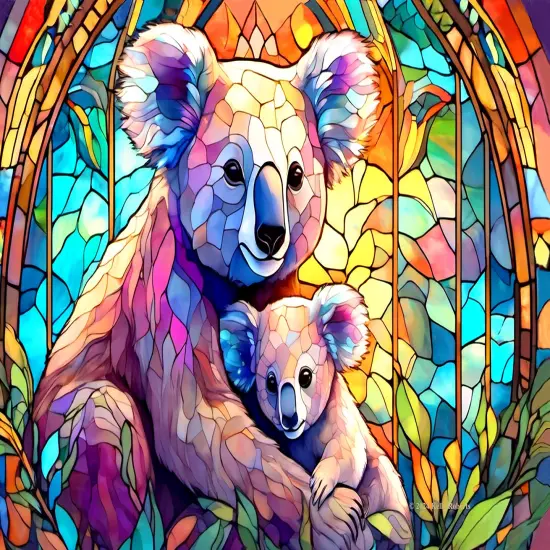 Sunsout Stained Glass Zoo Koala 1000 pc Jigsaw Puzzle 73301 {1}
