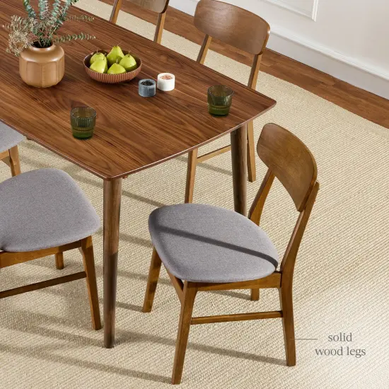 Best Choice Products 7-Piece Mid-Century Modern Upholstered Dining Set, Wooden Table w/ 6 Chairs Walnut/Gray {5}