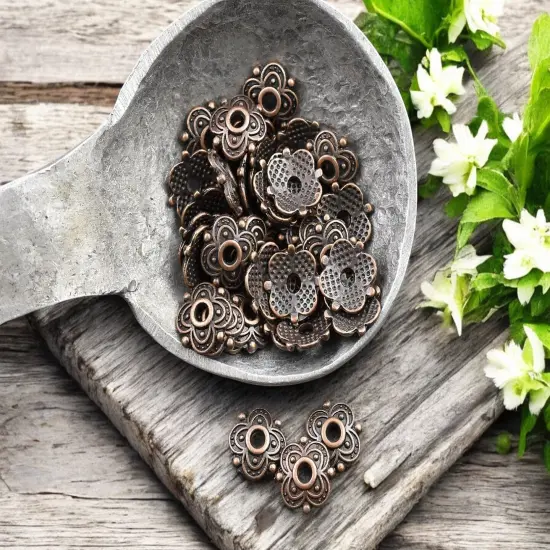 *250* 8mm Antique Copper Bead Caps {2}