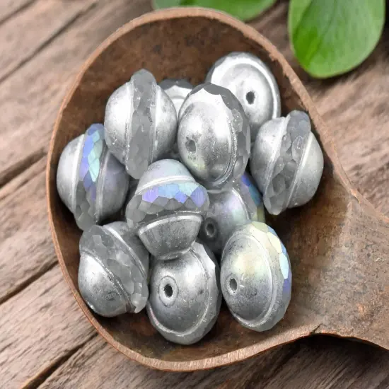 Silver AB Washed Crystal Saturn Beads - Choose Your Size {1}
