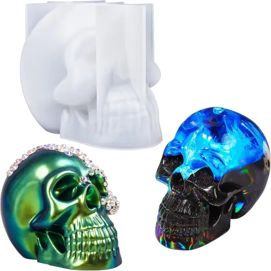 LET'S RESIN Silicone Skull Moulds, 3D Large Skull Shape Moulds for Epoxy Resin, Skeleton Skull Decor Epoxy Resin Mold for Candle Making, Home Decor, Outdoor, Resin Casting Art Crafts {1}