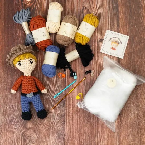Hearth & Harbor Amigurumi Crochet Kit for Beginners Dixon the Farmer {2}