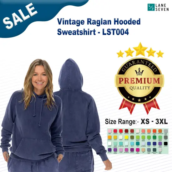 Lane Seven&reg; Vintage Raglan Hooded Sweatshirt VINTAGE DENIM {2}