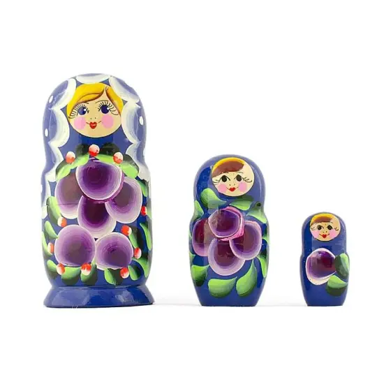 Set of 3 Daffodils Flowers Wooden Nesting Dolls 3.5 Inches {1}