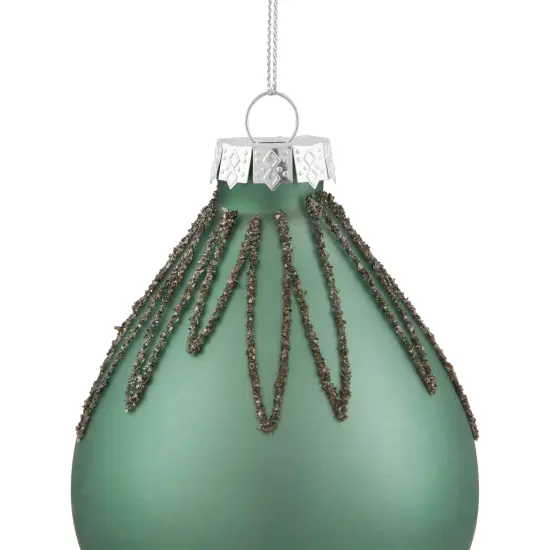 Northlight Matte Finial with Glittered Starburst Glass Christmas Ornament - 5" - Green {4}