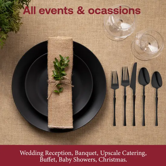 Solid Black Moderno Disposable Plastic Cutlery Set (480 Guests) {3}