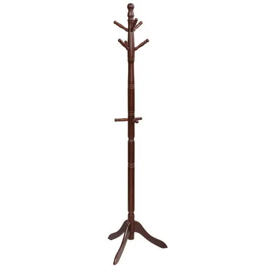Adjustable Height Free Standing Wooden Coat Rack Tree Perfect for Any Room Grey {8}