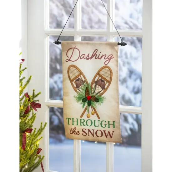 Dashing Through The Snow Christmas Garden Flag 2 Sided Burlap {2}