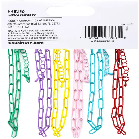 Cousin DIY Enamel Chains 6/Pkg-Multi-Color {2}