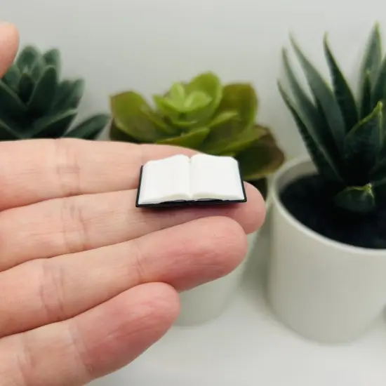 3D Black Open Book Charms, 25x20mm {4}