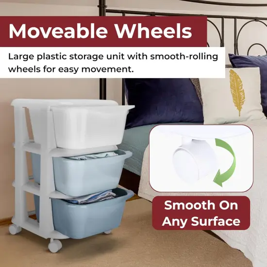 3 Drawer Storage with Wheels - Green {2}