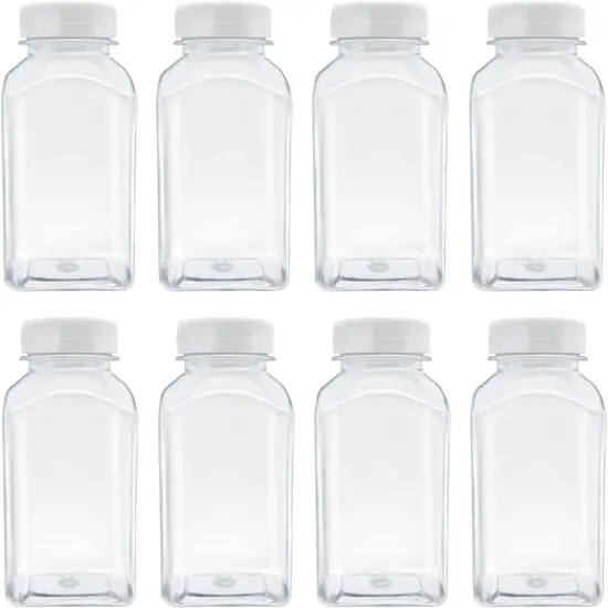 8 Pcs 8 Ounce Plastic Juice Bottles for Juice(White) {1}