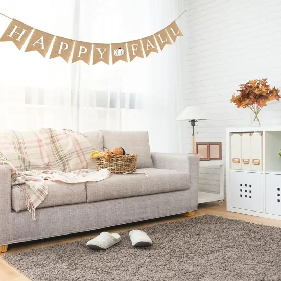 Happy Fall Burlap Banner White {5}