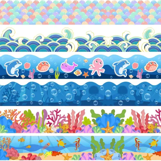 84Ft Classroom Borders for Bulletin Board Decoration, Ocean Theme Scalloped Trim {1}