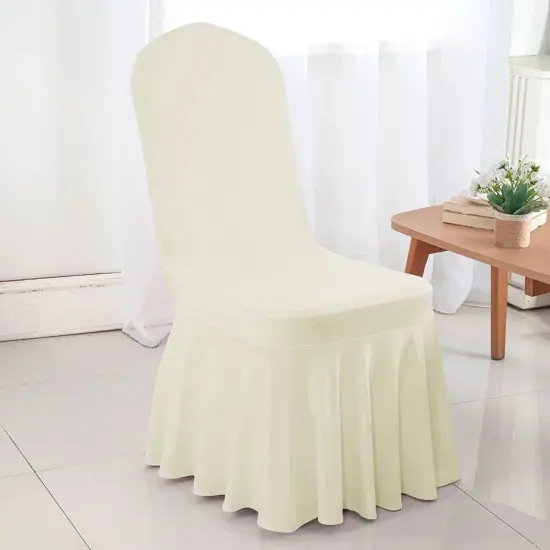 Spandex Banquet Skirt Chair Cover Ivory Stretch Skirt Fit Durable Event Decor {3}