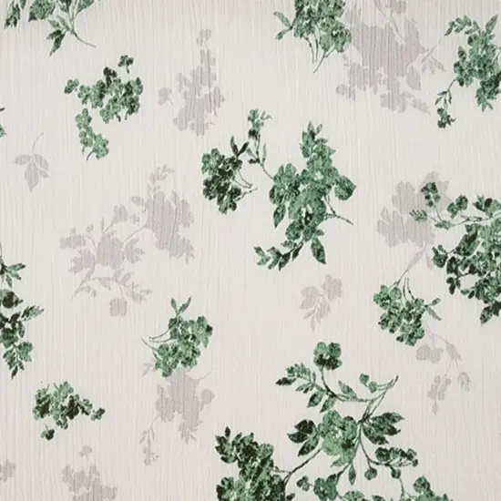 1 Yard Ivory & Green Rayon Crinkle Fabric Soft Drapey Crepon Material 50/52 Inch Width {2}