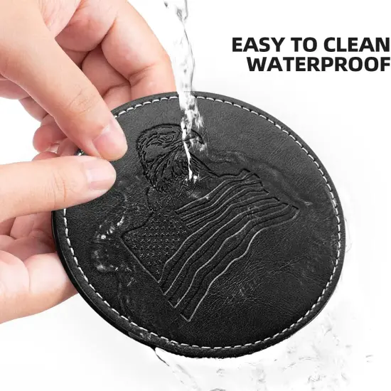 6 Leather Handmade Embossing Coasters {2}