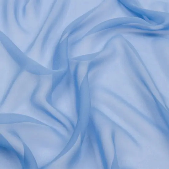 1 Yard Silk Chiffon Solid Regatta Blue Fabric Lightweight 44 Inch Width {1}