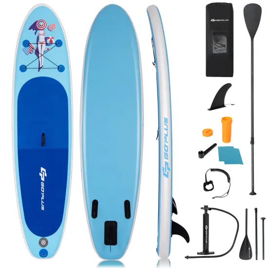 Goplus 10' Inflatable Stand Up Paddle Board SUP W/Adjustable Paddle Pump Leash {1}
